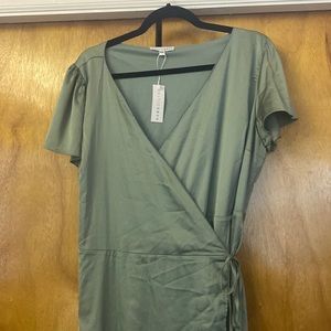 Sage Green Satin XXL Baltic Born True Wrap Dress